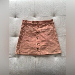 American Eagle Pink Button-Front Mini Skirt